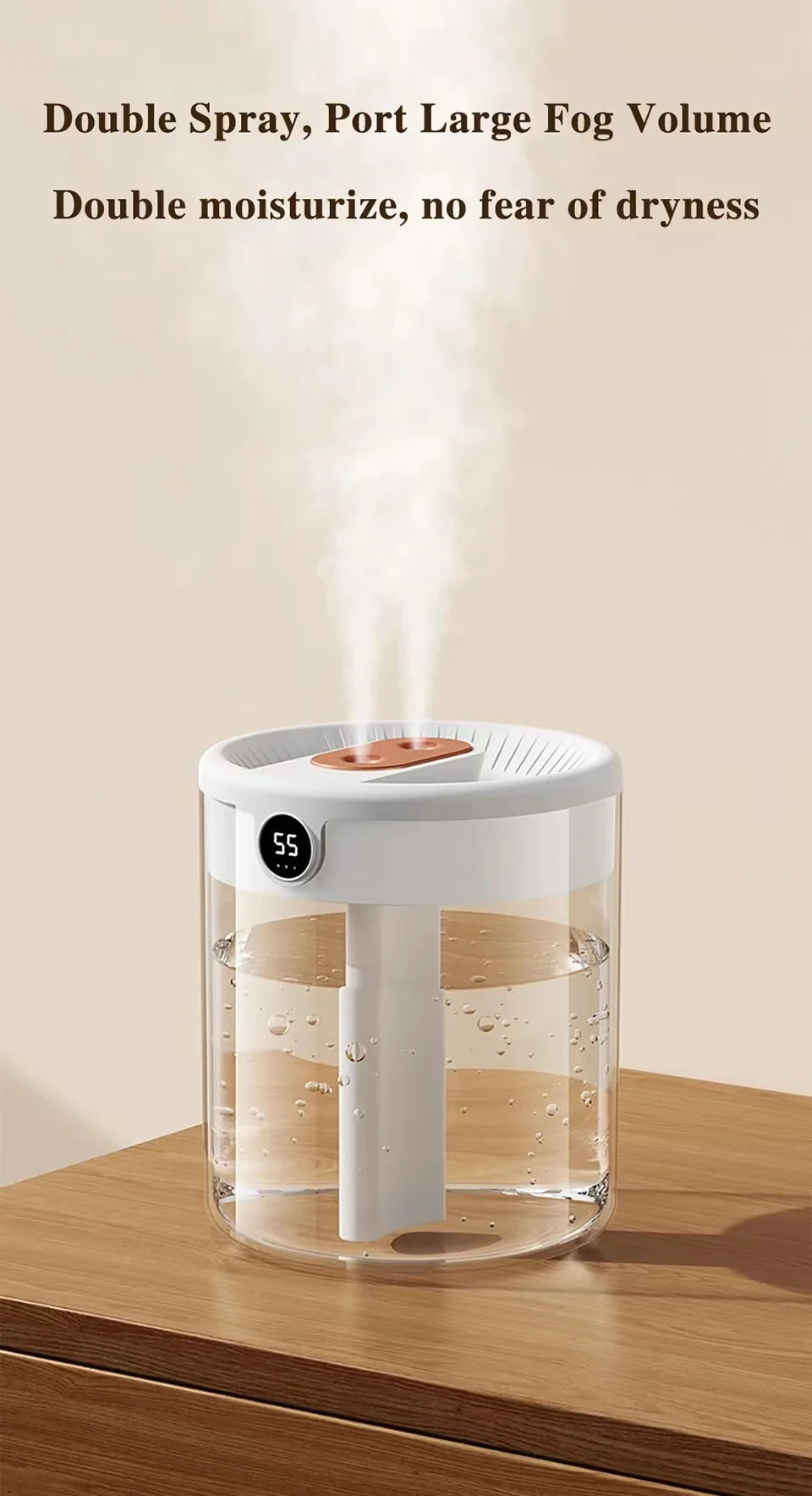 Elegant Bedroom Humidifier - Quiet USB Misting