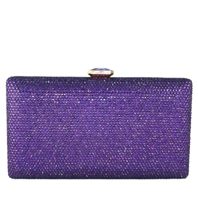Elegant Crystal Evening Clutch - Luxury Rhinestone Box Handbag