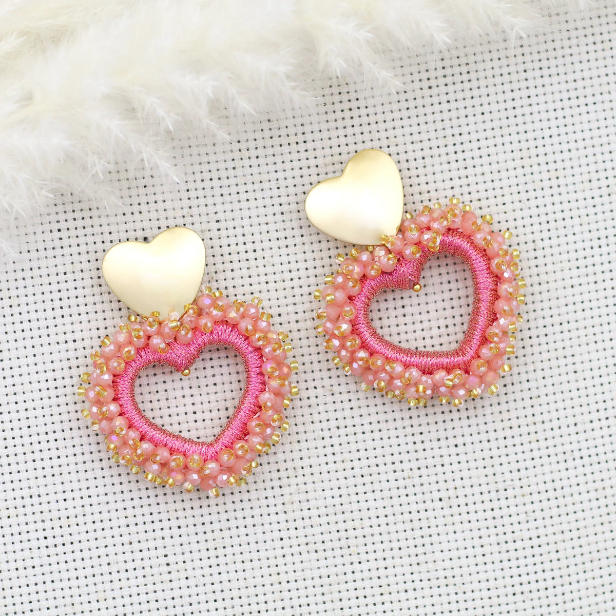 Elegant Heart Shape Drop Earrings - Handmade Crystal Jewelry