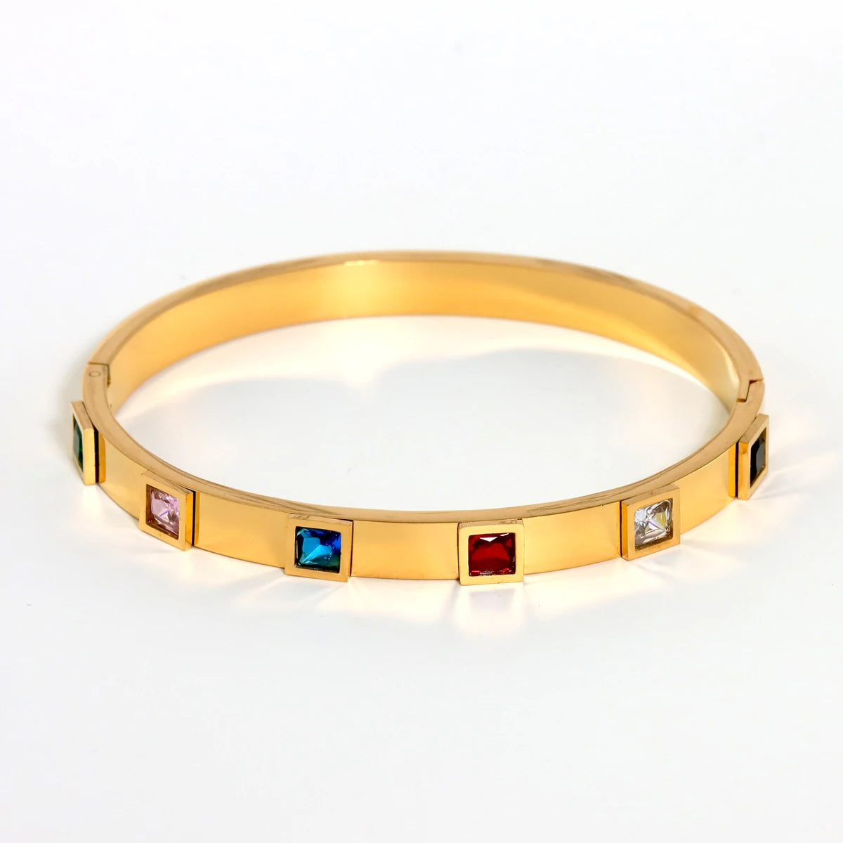 Elegant Gold Zircon Bangle - Stainless Steel & Retro Design