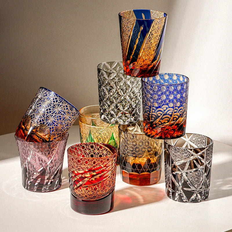 Luxury Crystal Whiskey Glass - pure hand-carved with a unique color whistle cup design