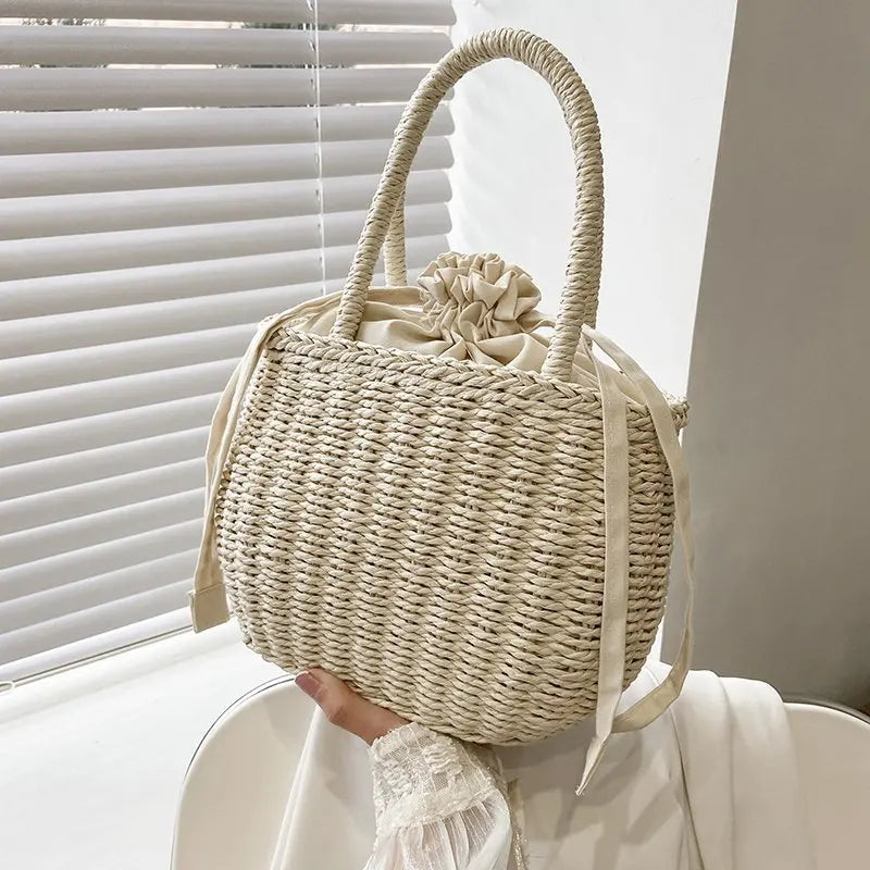 Elegant Straw Clutch - Retro Woven Rattan Bag