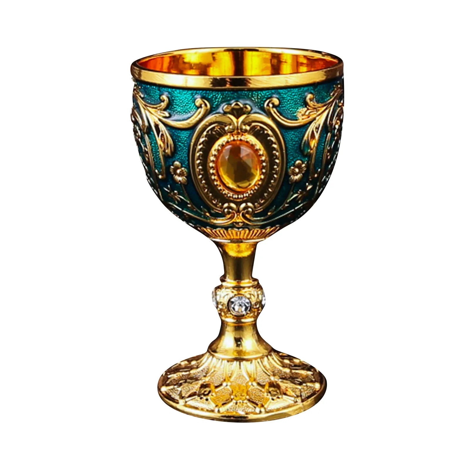 Elegant Retro Metal Wine Cup - Embossed Whiskey & Red Wine Glass