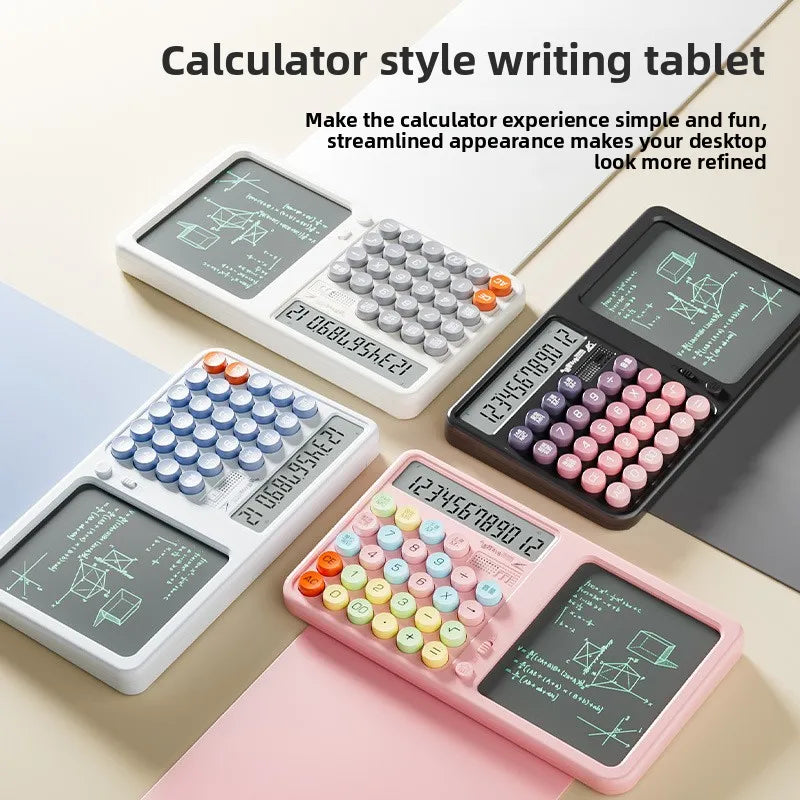 Voice-Activated LCD Writing Board - sleek black with integrated desk calendar and stand