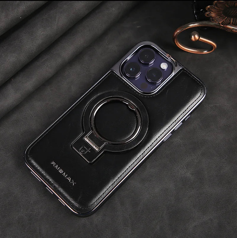 Premium Leather iPhone Case - Magnetic & Kickstand