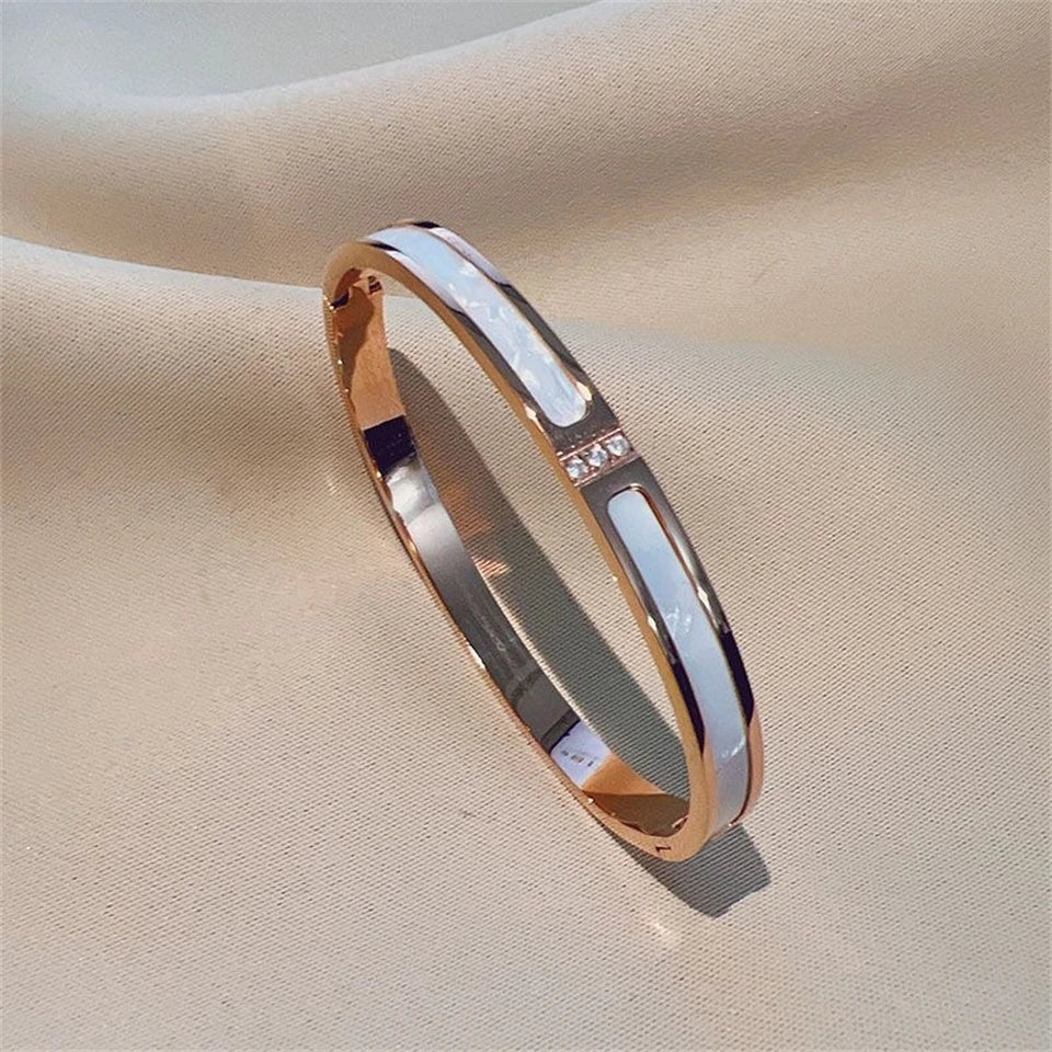 Elegant Stackable Bangles - Sparkling Zirconia Stainless Steel Set