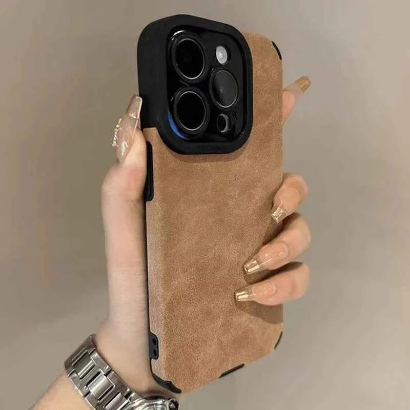 Luxury Matte Leather Silicone Phone Case - Shockproof Soft Cover