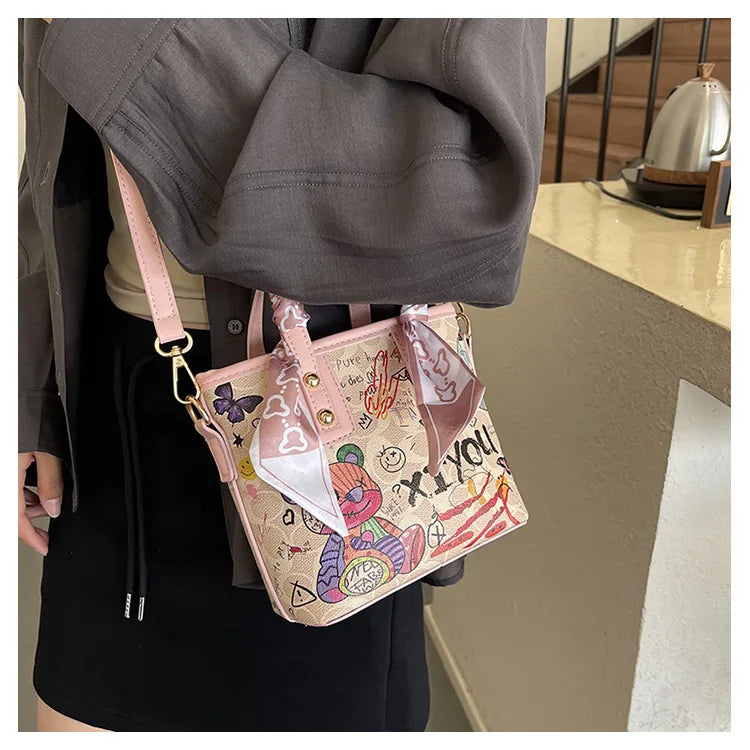 Elegant Artistic Crossbody Bag - Graffiti Design