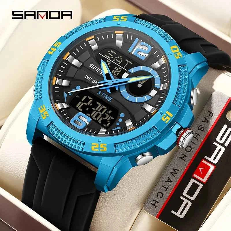 Premium Men's Sports Watch - Dual Time LED