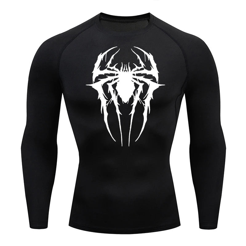 Premium Men's Spider Graphic Compression Shirt - Quick Dry Rash Guard