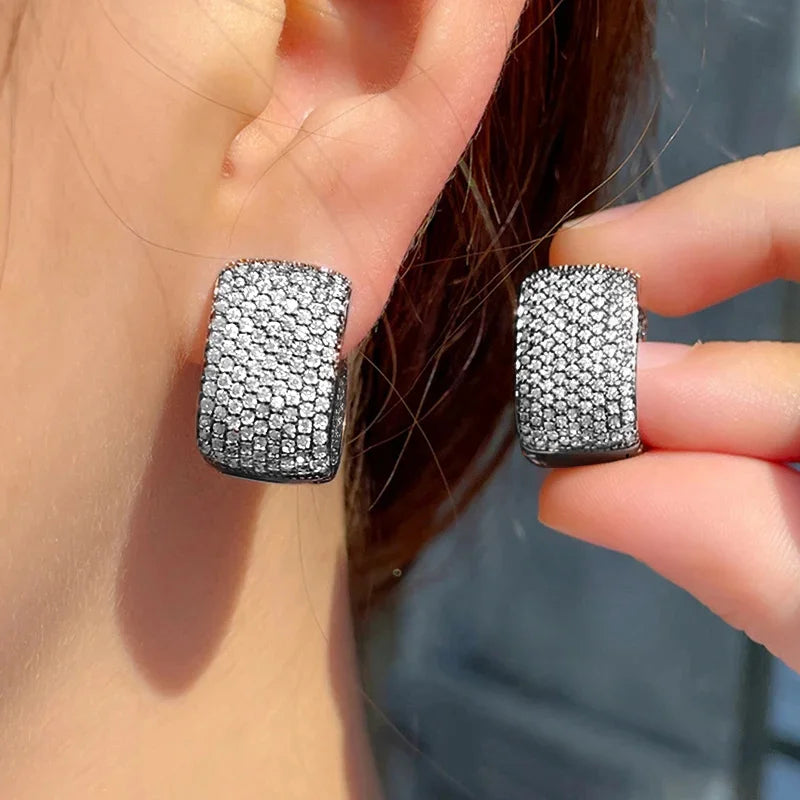 Luxury Cubic Zirconia Hoop Earrings - Brilliant Bridal Jewelry