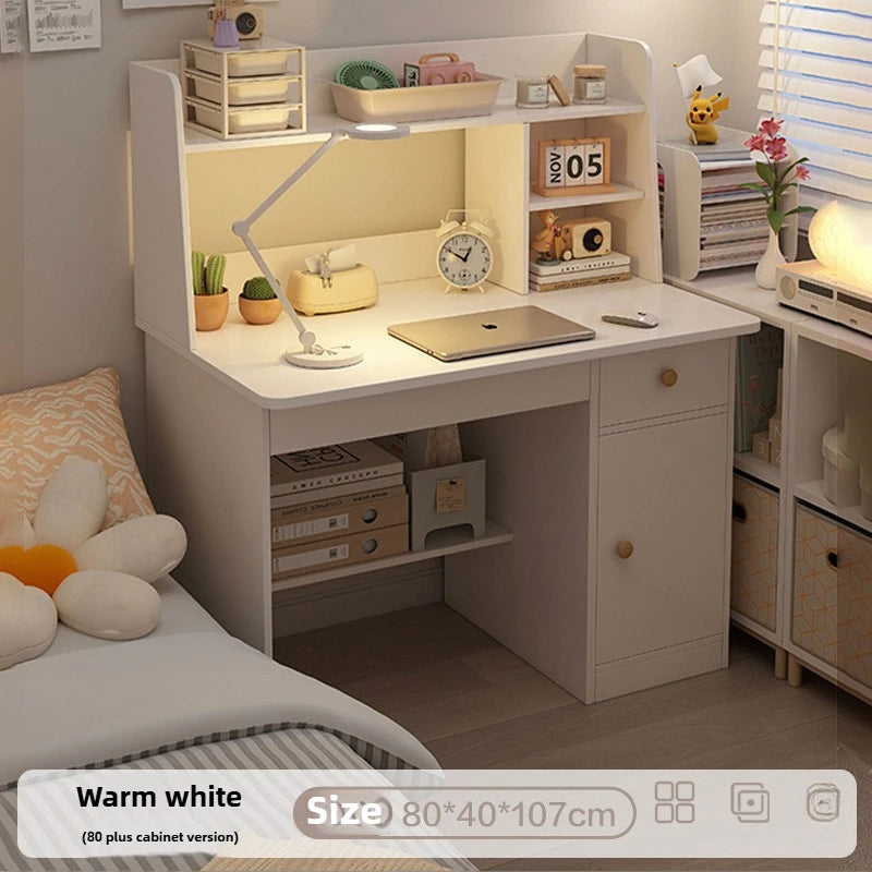 Premium Integrated Computer Desk - Space-Saving Bookshelf Design