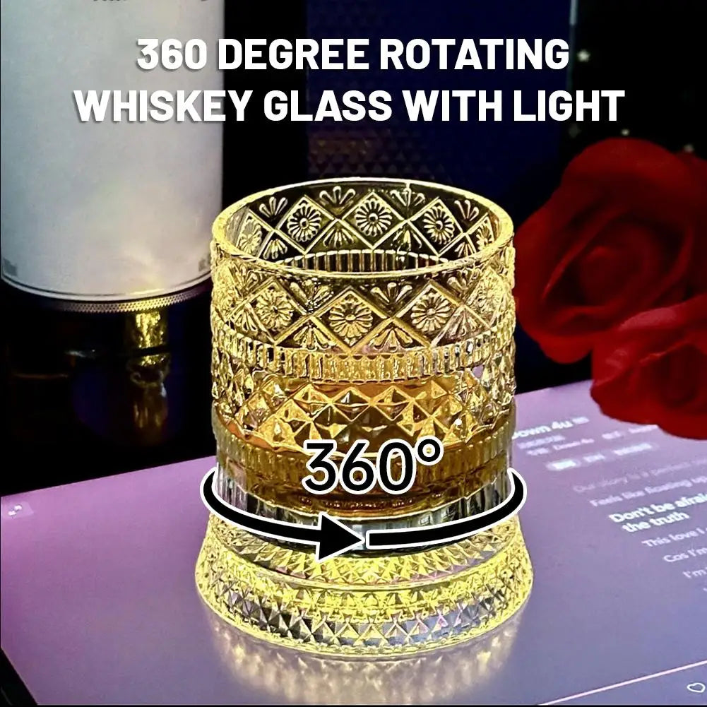 Elegant Rotating Whiskey Glass - Crystal Clear Drinkware