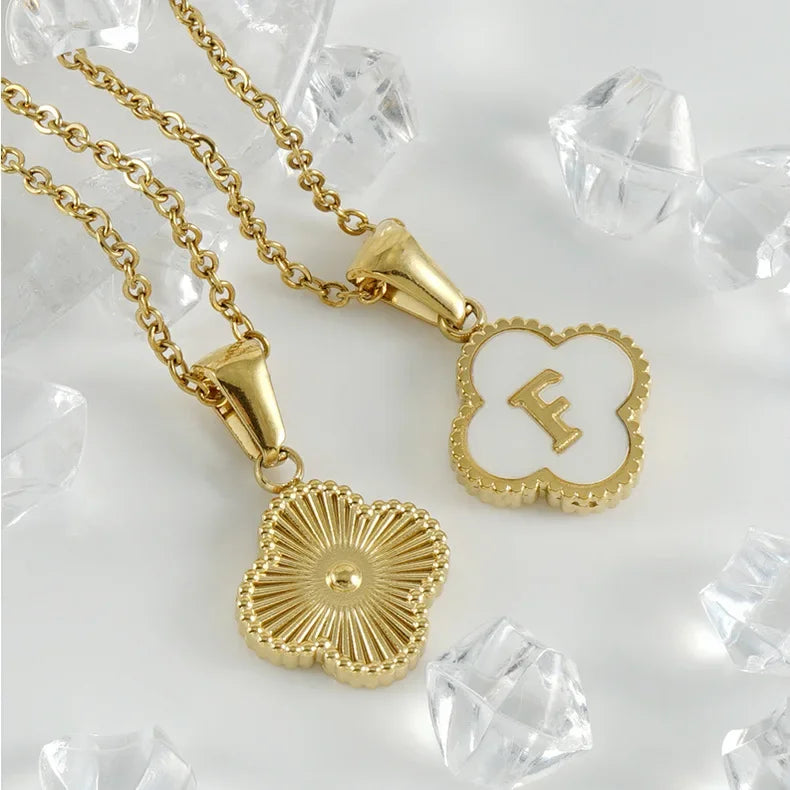Elegant Initial Letter Necklace - Lucky Shell Gold Pendant