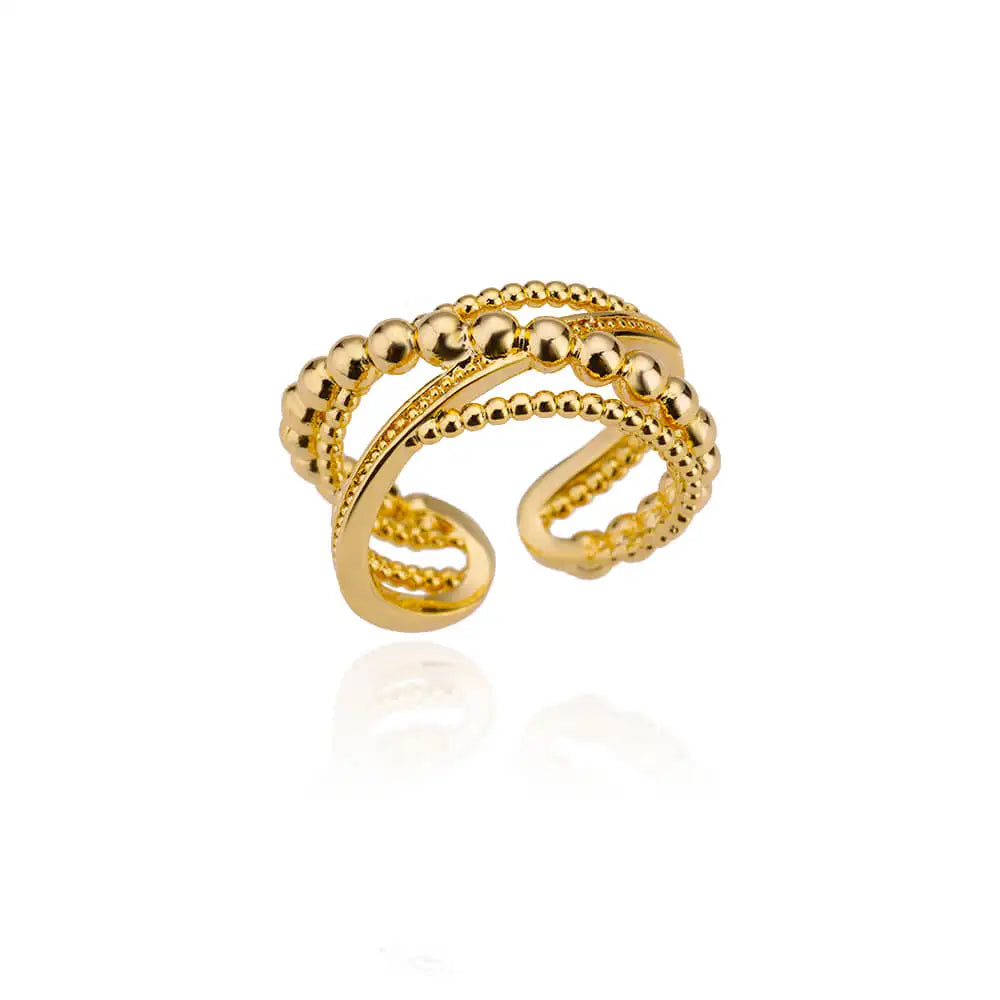 Exquisite Gold Heart Ring - Adjustable Luxury Stainless Steel