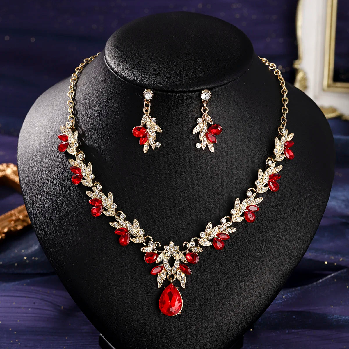Exquisite Luxury Rhinestone Bridal Jewelry Set - Crystal Necklace & Earrings