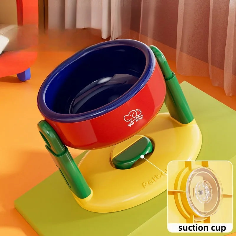 Pet Dog Bowl Lifted Lowered Neck Protection for Cats Dogs Water Bowl Oblique Suction Cup Pet Feeding Tool Dopamine Pet Products