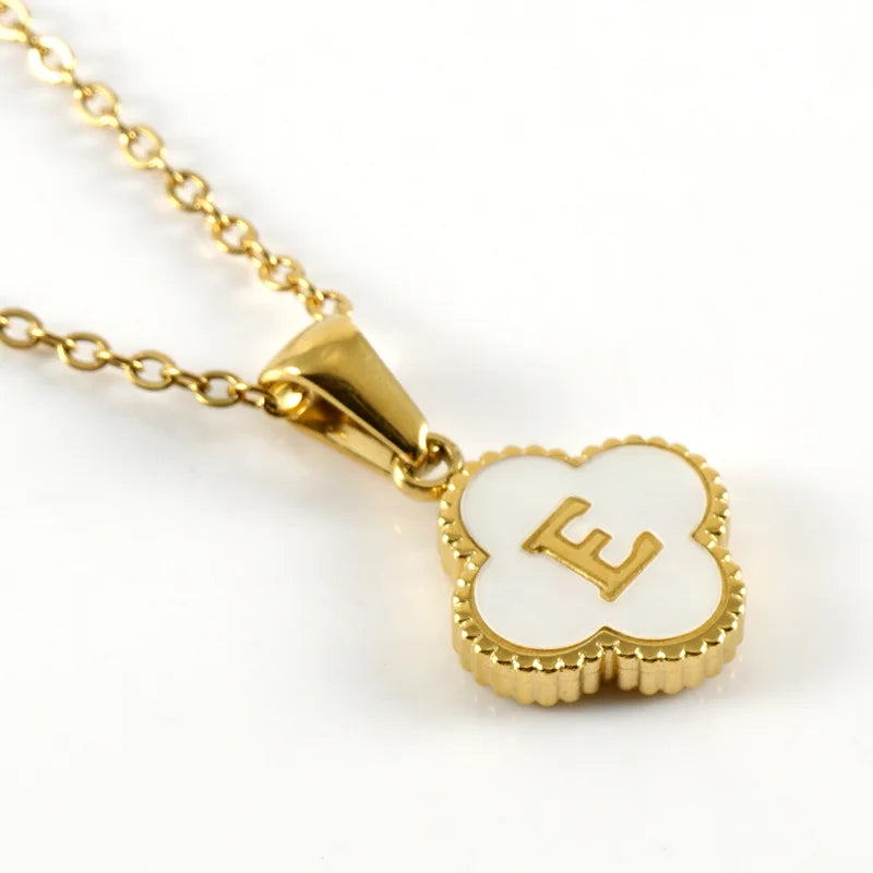 Elegant Initial Letter Necklace - Lucky Shell Gold Pendant