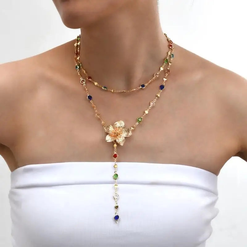 Exquisite Crystal Tassel Necklace - Shiny Rhinestone Choker