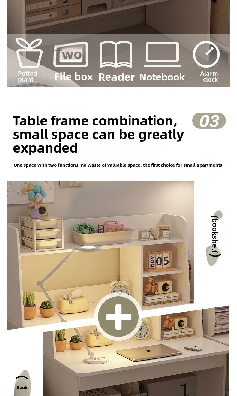 Premium Integrated Computer Desk - Space-Saving Bookshelf Design