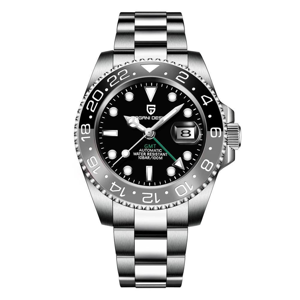 Luxury Automatic GMT Watch - 40mm Sapphire & Steel