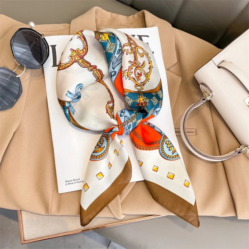Luxury Square Silk Scarf - Satin Hair Bandana & Neckerchief