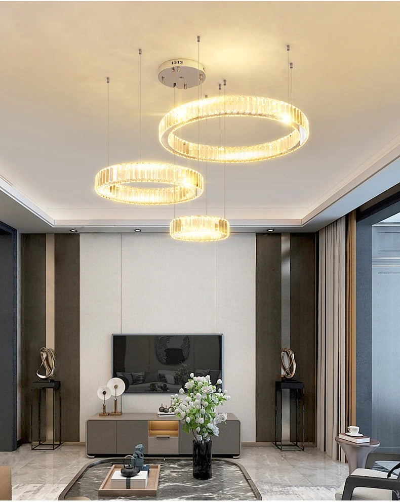 Elegant Crystal Ring Chandelier - Modern Dining Room Lighting