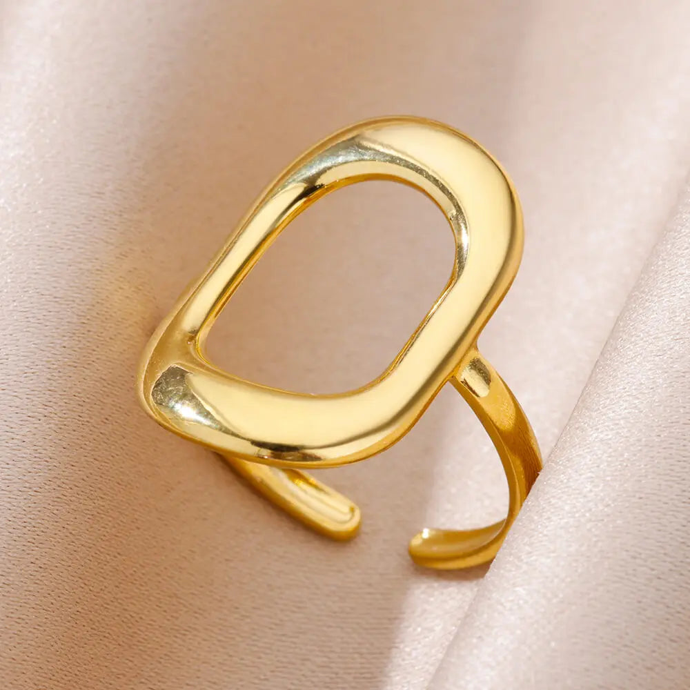 Luxury Classic Gold Stainless Steel Ring for Women
