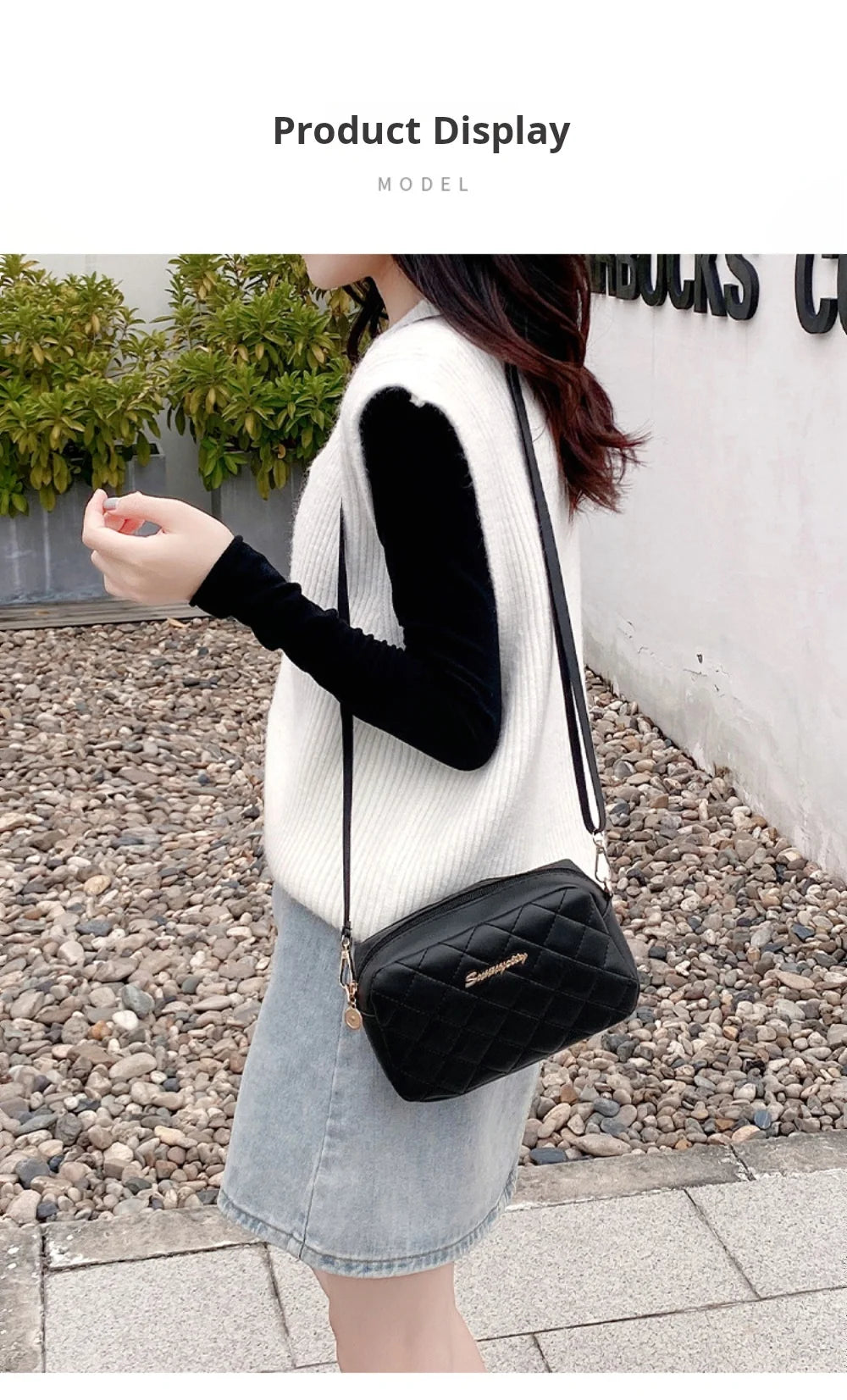 Tassel Embroidery Crossbody Bag - Chic Lingge Plaid Camera Bag with Chain Strap for Women - Tulique