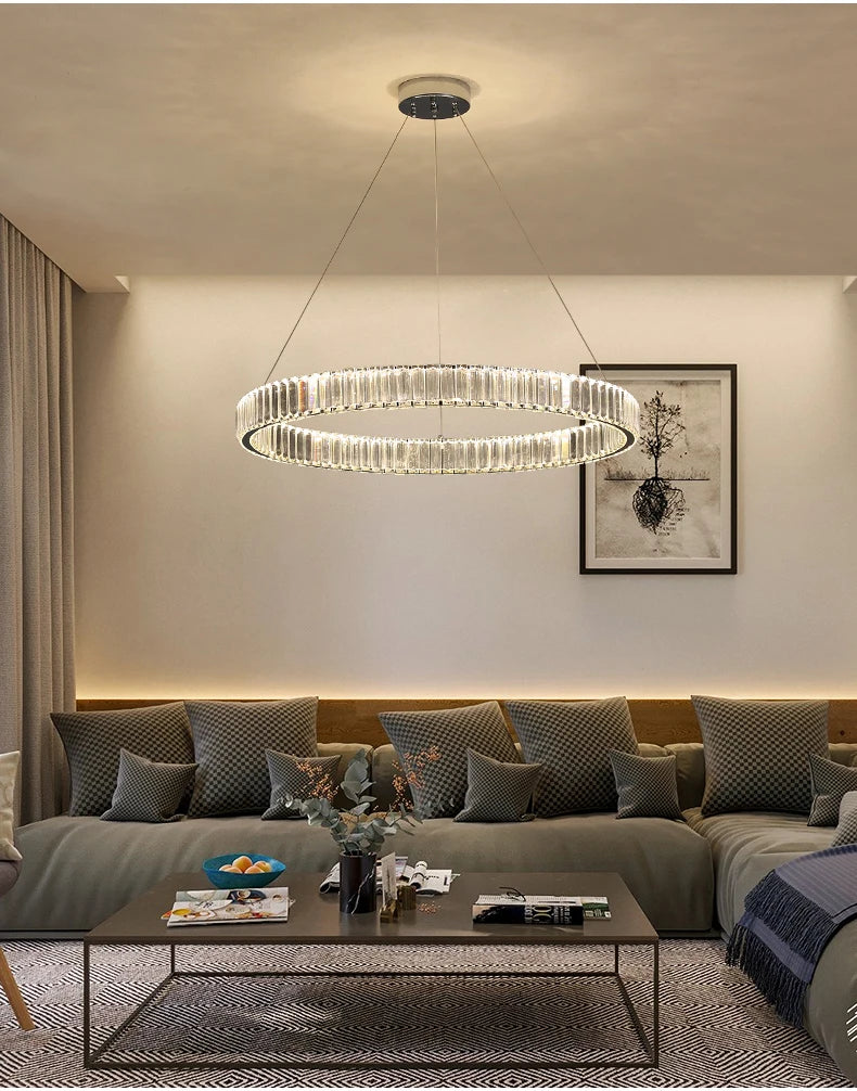 Elegant Crystal Ring Chandelier - Modern Dining Room Lighting