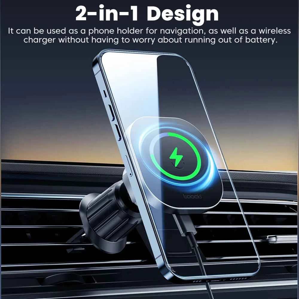 Toocki Magnetic Wireless Charger 15W Fast Charging 360°Rotation Car Phone Holder Air Outlet Stand For iPhone 15 14 13 12 Pro Max