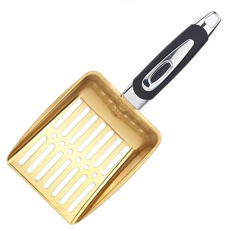 Premium Metal Cat Litter Scoop - Long Handle Cleaning Tool