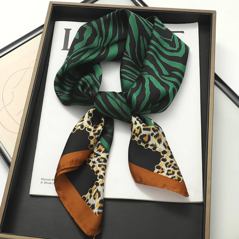 Luxury Silk Square Scarf - Elegant Hair Tie & Neck Band