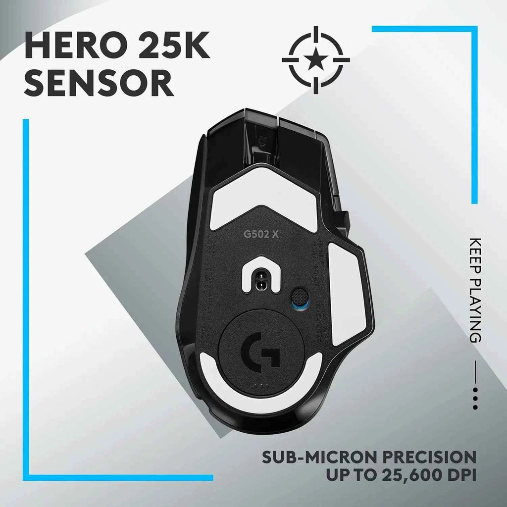 Logitech G502 X Lightspeed Gaming Mouse LIGHTFORCE Hybrid Optical-Mechanical Switches HERO 25K Gaming Sensor Compatible With PC
