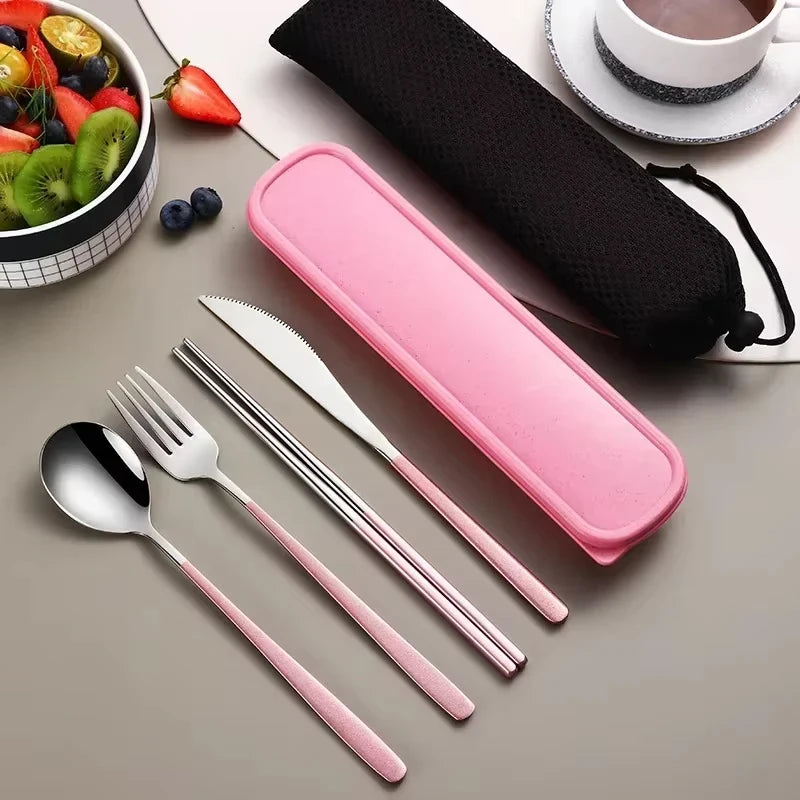 Premium Portable Flatware Set - Travel Utensil Kit with Case