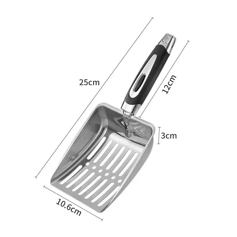 Premium Metal Cat Litter Scoop - Long Handle Cleaning Tool