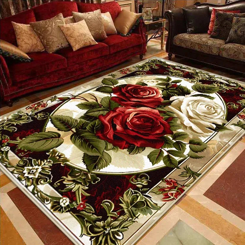 Luxury European Large Area Rugs - Non-Slip Living Room Carpet