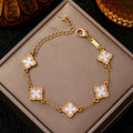 Elegant Vintage Clover Bracelet - Rhinestone & Link Chain