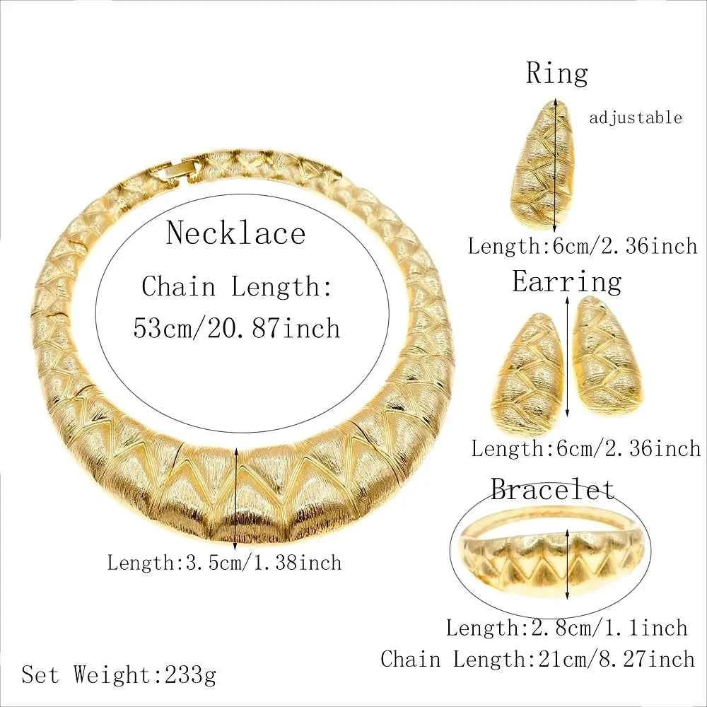 Luxury Gold Plated Jewelry Set - Exquisite Necklace & Earrings