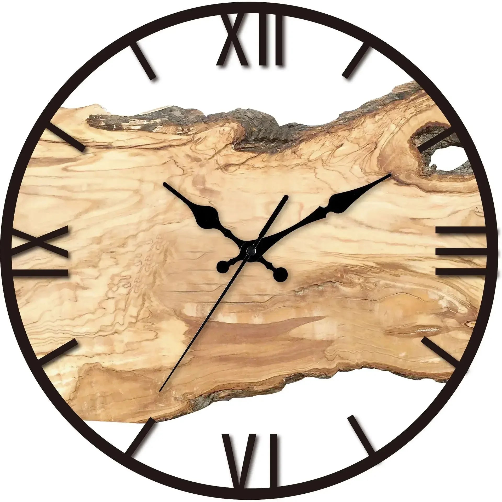 Premium Luxury Wood Grain Wall Clock - Transparent Acrylic Design
