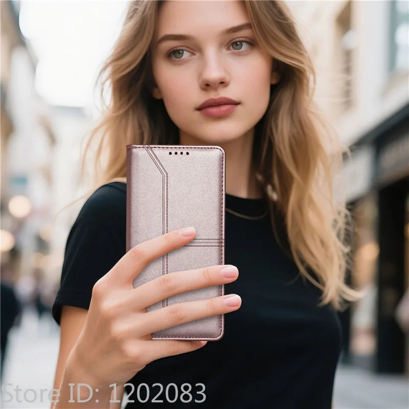 Luxury Magnetic Leather iPhone Case - Wallet Flip Cover