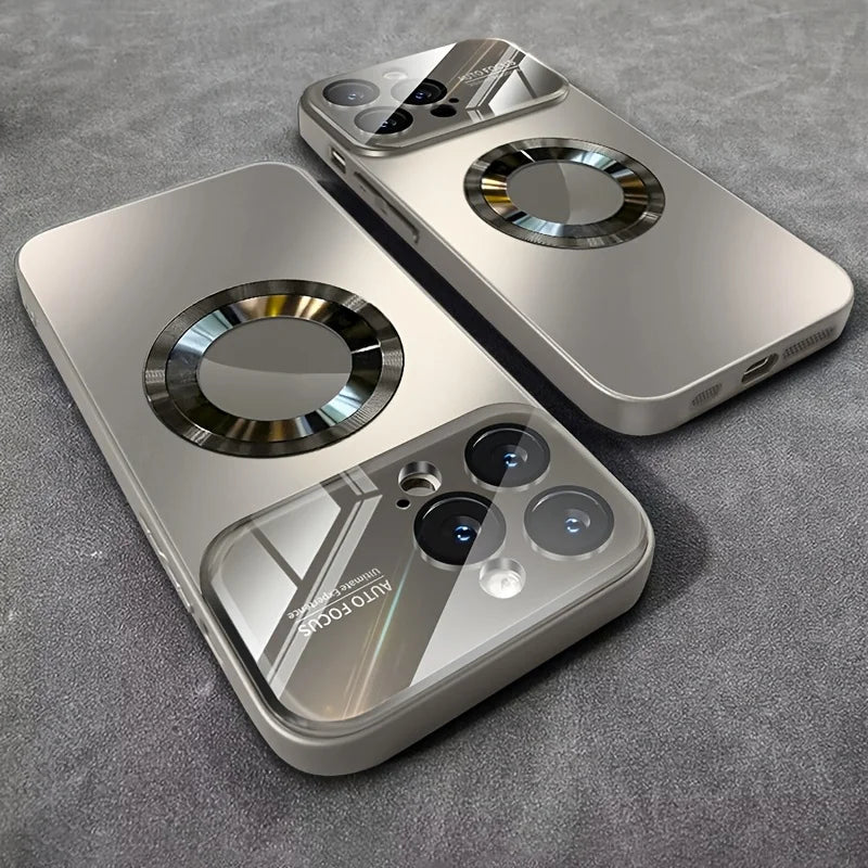 Luxury Glass Camera Magnetic Wireless Charge Case