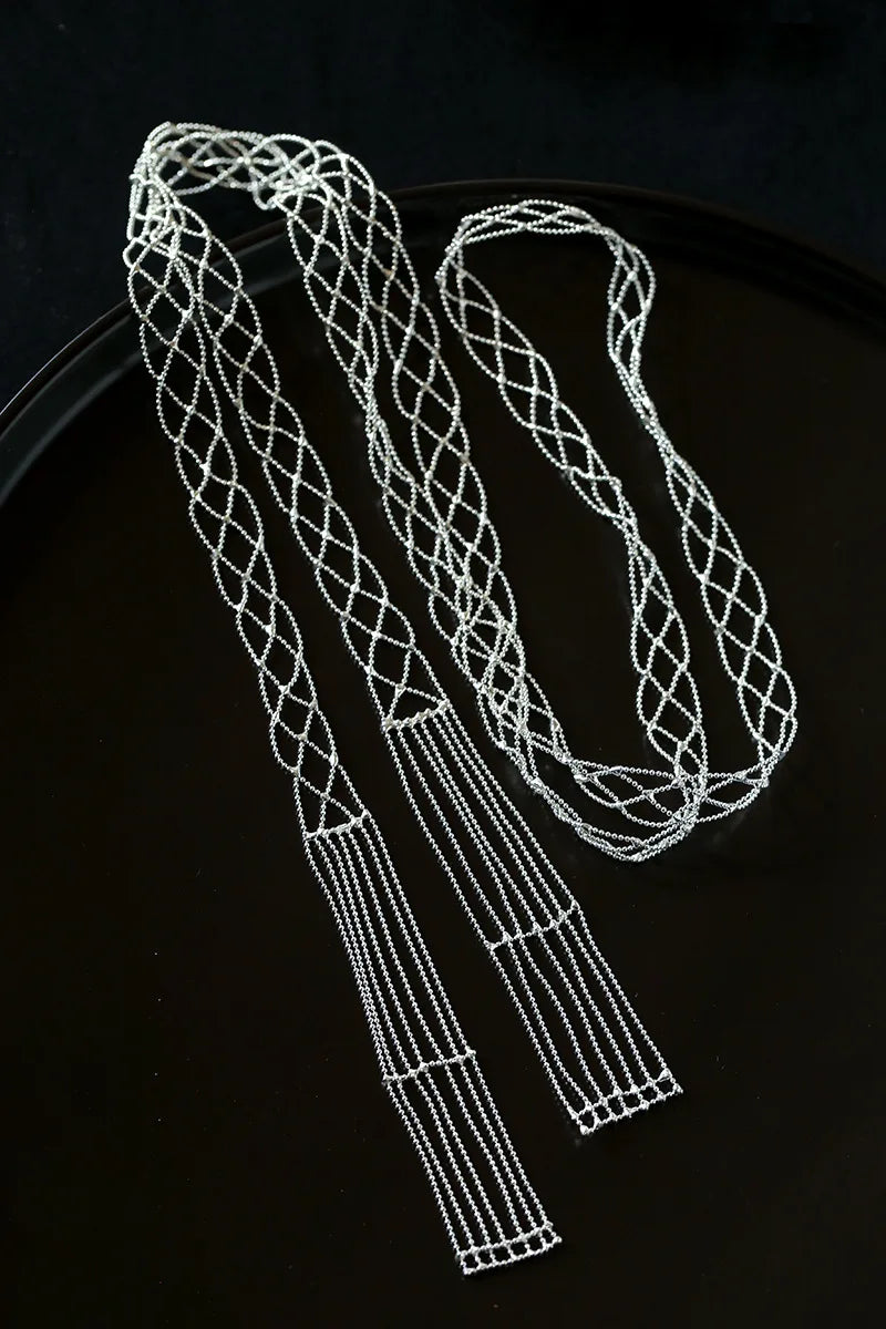 Luxury Golden Zircon Long Fringed Necklace - Italian Niche Design
