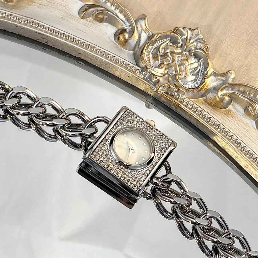 Elegant Diamond Chain Women's Watch - Luxury Square Head