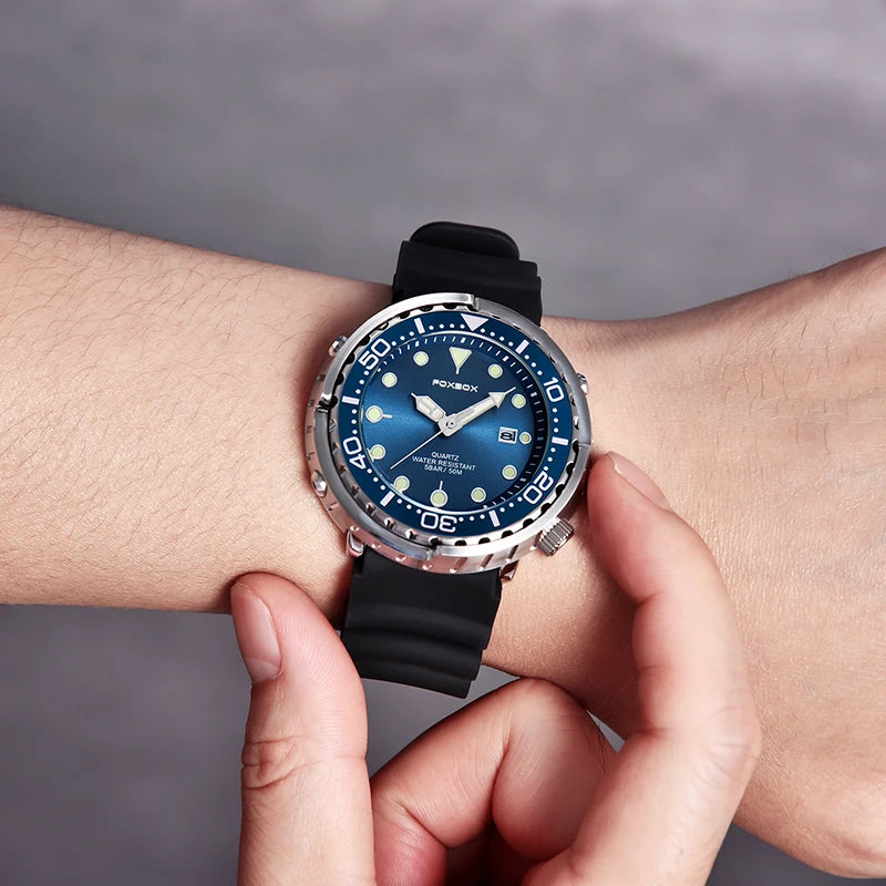 Luxury Mens Quartz Watch - 5ATM Waterproof Sports Clock