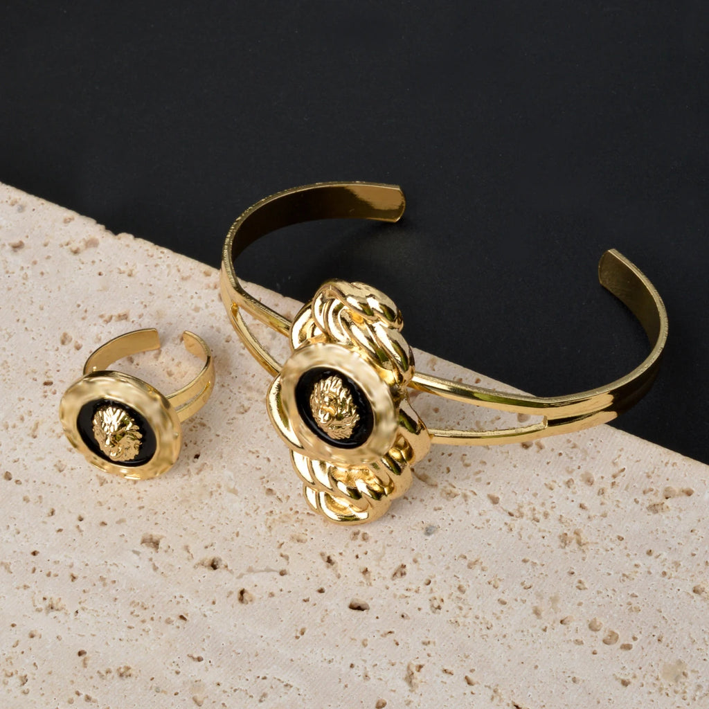 Premium Dubai Gold Plated Jewelry Set - Lion Design