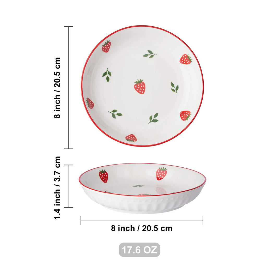 Premium Strawberry Ceramic Dinner Plate Set - Reusable & Elegant