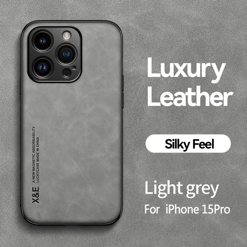 Premium Sheepskin Leather iPhone Case - Magnetic Shockproof Cover