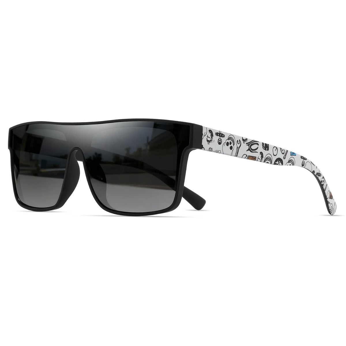 Classic Square Sports Sunglasses - Patterned Temples & UV Protection