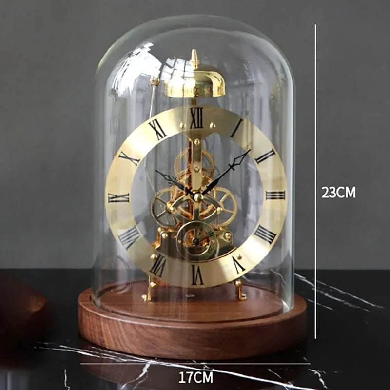 Elegant Luxury Desk Clock - Metal & Wood Tabletop Accent